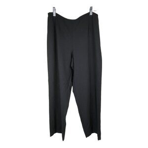 Eileen Fisher Trouser Pants Size Medium Flat Front Wool Gabardine Black Minimal